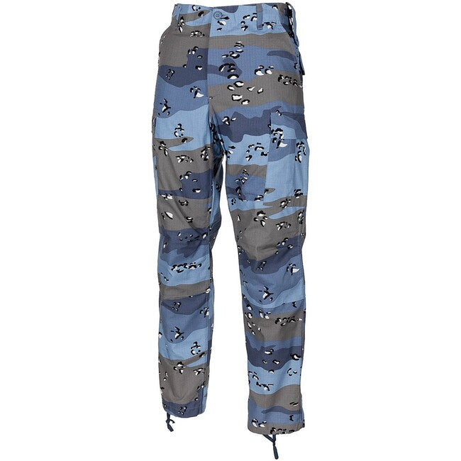 MFH US Combat BDU pantaloni Rip stop, chocolate chip albastru camo