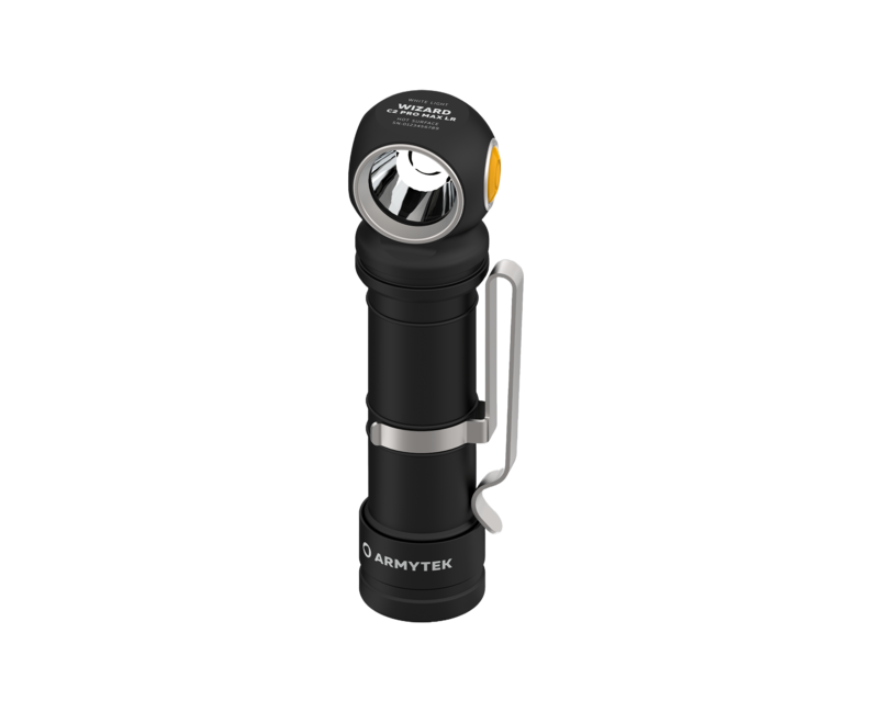 ArmyTek Wizard C2 Pro Max LR lanternă de buzunar LED cu clip pentru centură, cu geantă, alimentară din acumulator, 4150 lm, albă