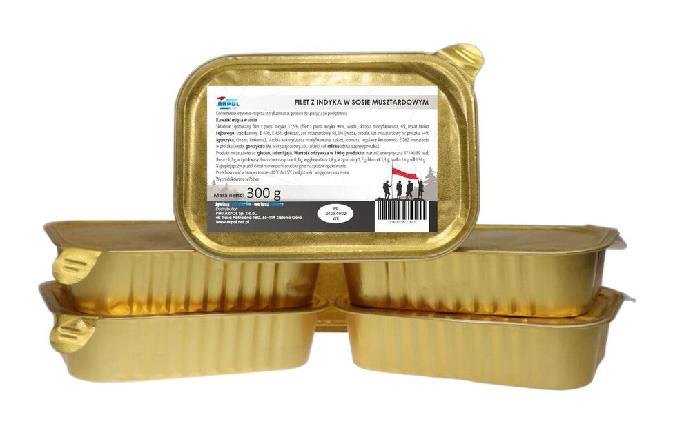 Arpol filet de curcan în sos de muștar rație militară de hrană tavă, 300g