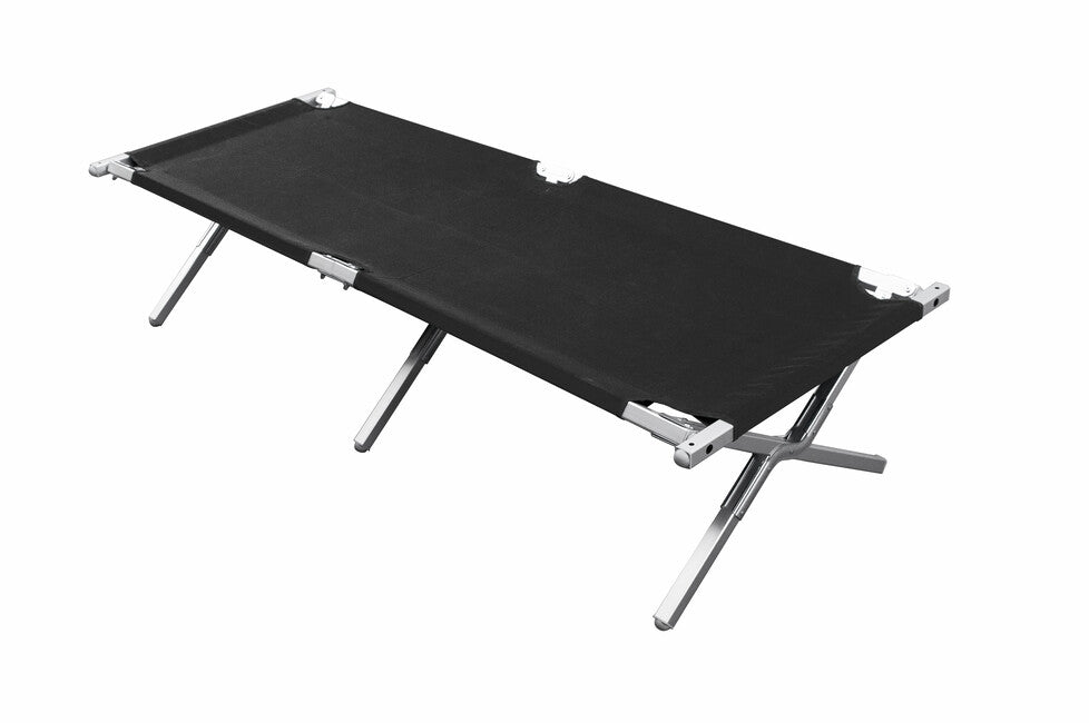 BasicNature Alu-Campbed pat de camping, negru, 210 cm