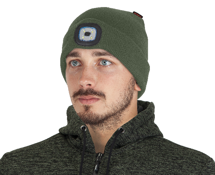BENNON LUMOS căciulă cu lumină LED USB, verde