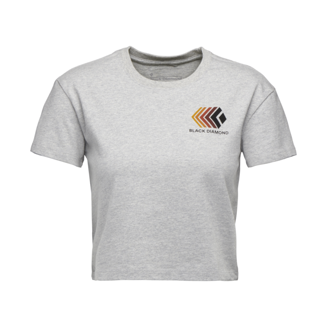 Black Diamond Faded tricou crop cu mânecă scurtă pentru femei, nickel heather