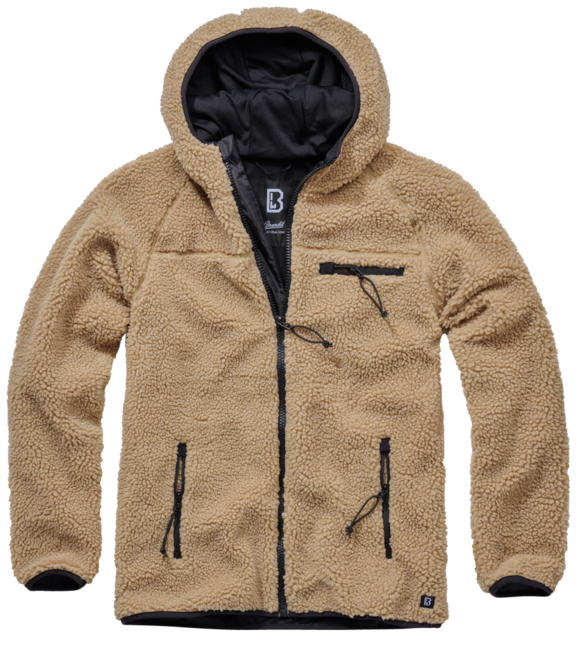Brandit Worker geacă fleece cu glugă Teddyfleece, camel