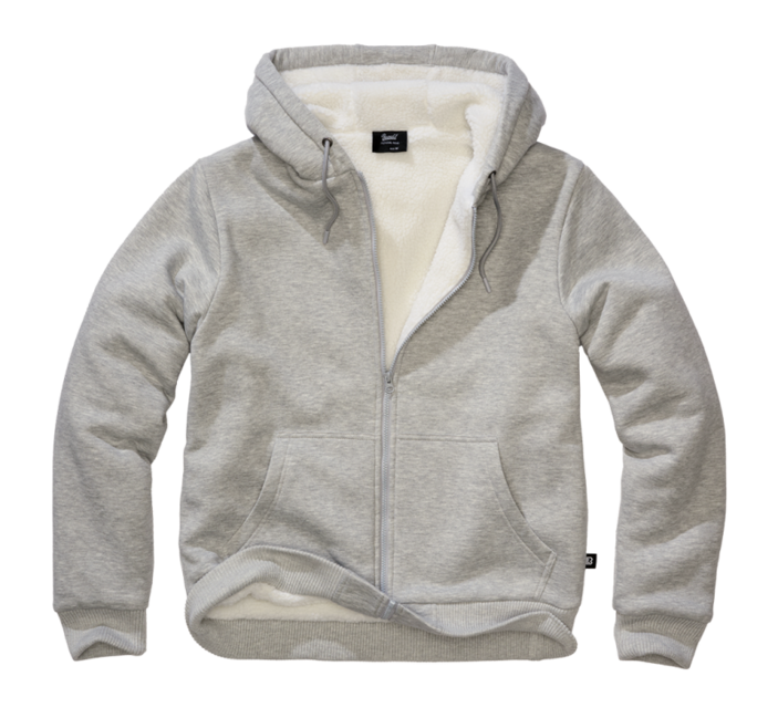 Brandit Sweatjacket hanorac pentru bărbați cu căptușeală caldă Teddylining, gri melange