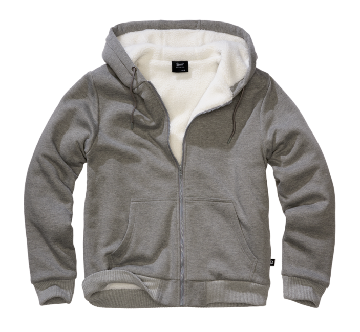 Brandit Sweatjacket hanorac pentru bărbați cu căptușeală caldă Teddylining, gri melange închis