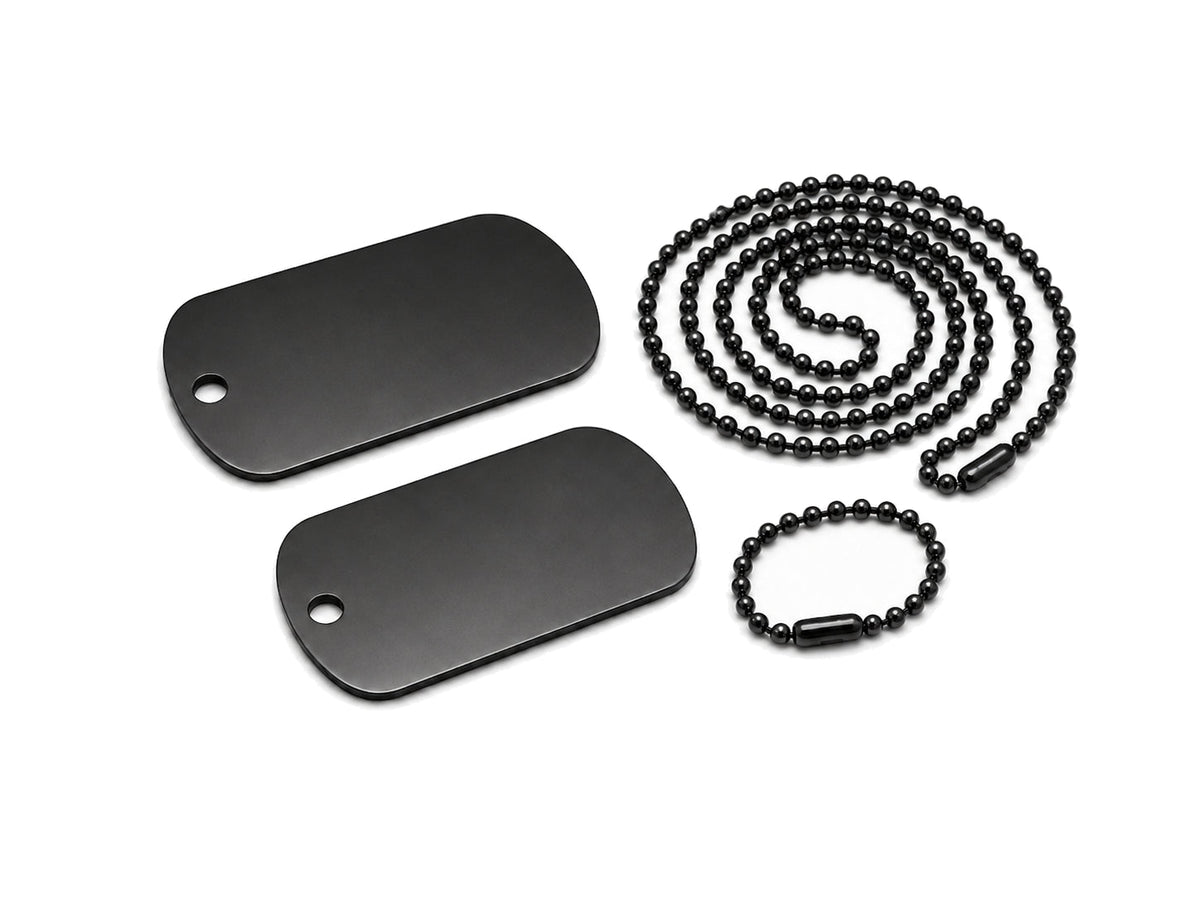Waragod Dog-Tags plăcuțe de identificare pentru câini set cu lanțuri, negru