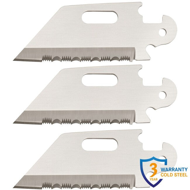 Cold Steel Click N Cut briceag Utility Serrated Edge Blades, 3-set