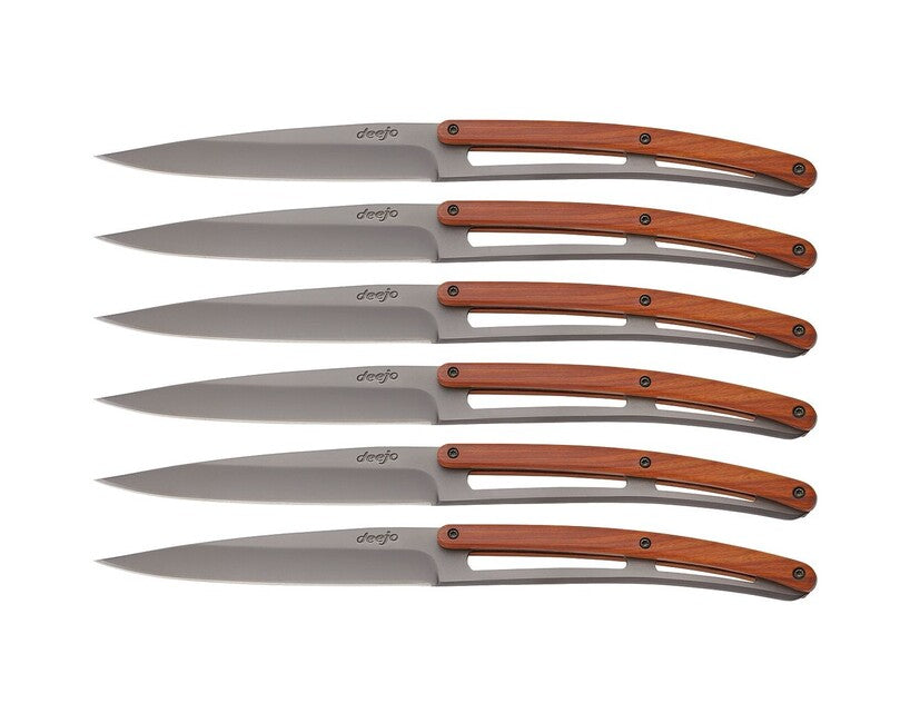 Deejo Table set 6 cuțite, titan gri, coralwood