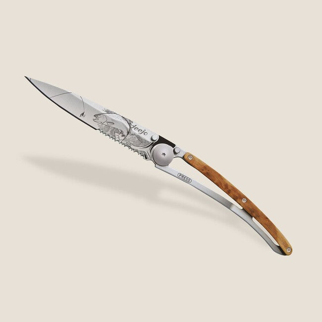 Deejo Trout briceag Serration titan wood