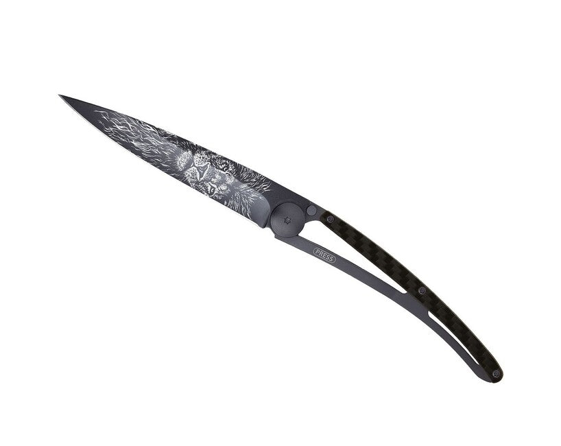 Deejo Tattoo briceag Black carbon Lion