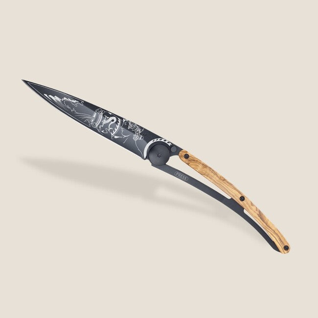 Deejo Tattoo briceag Black olive wood Aquarius