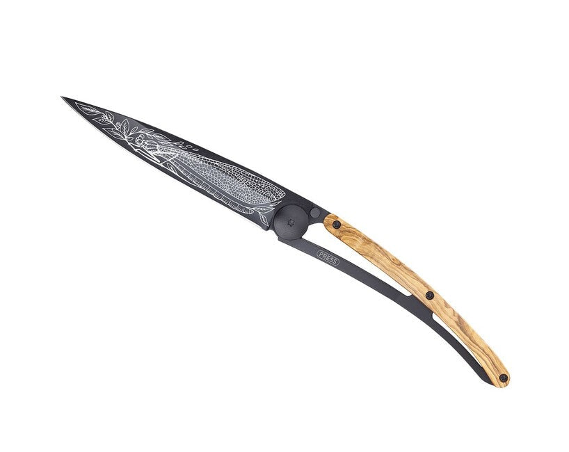 Deejo Tattoo Dragonfly briceag Black olive wood