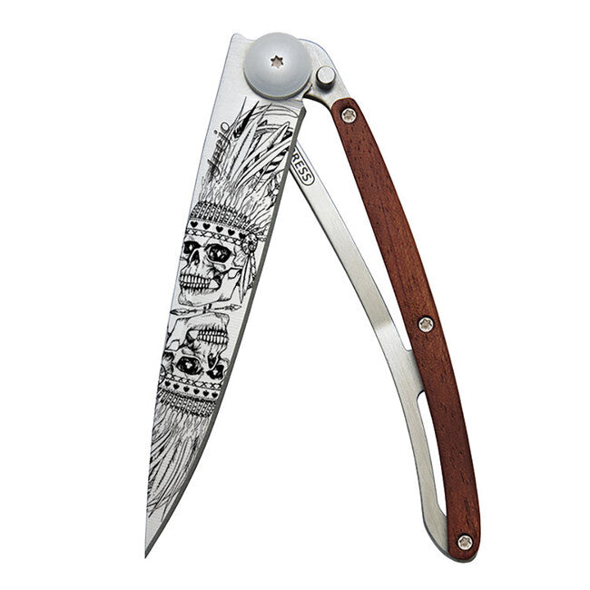 Deejo Tattoo briceag indian skull coral wood