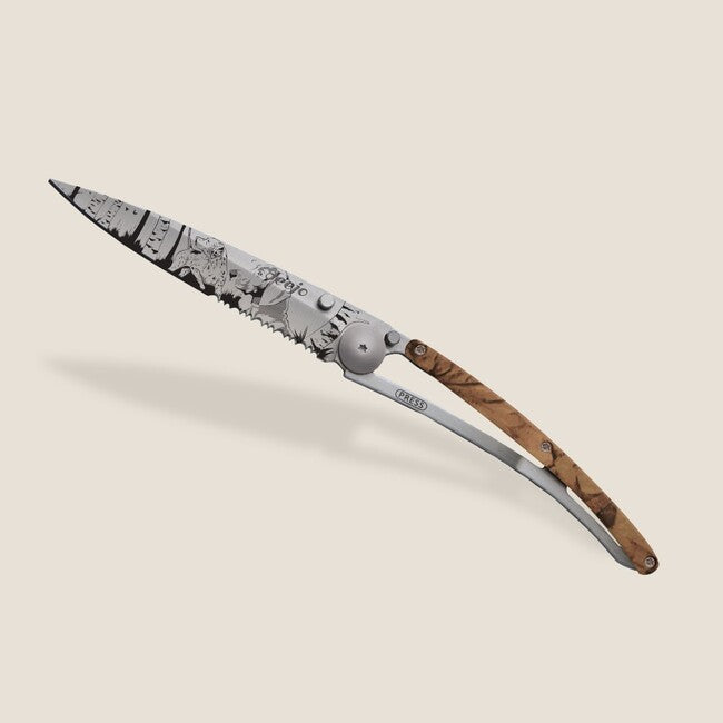 Deejo Tattoo briceag Serration, brown camo Hunting Day