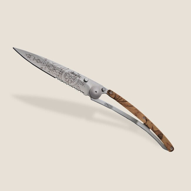 Deejo Tattoo briceag Serration, brown camo Viking Vegvisir