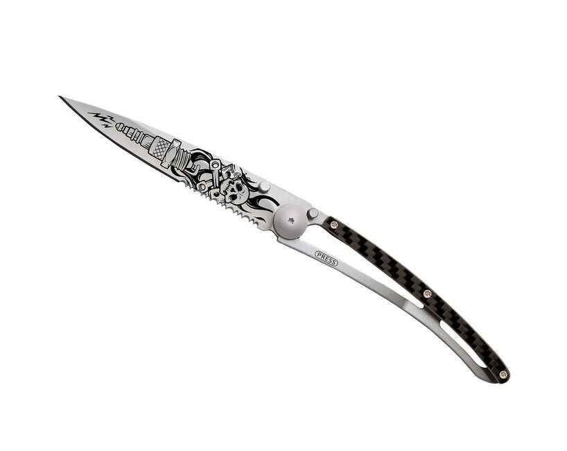 Deejo Tattoo briceag Serration titan carbon fiber Biker