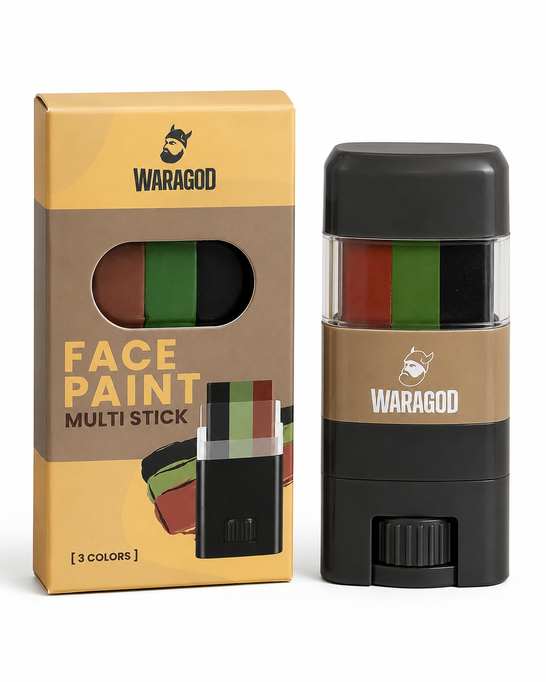 WARAGOD vopsea de camuflaj pe fată în baston, 3 culori