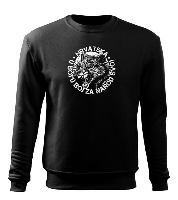 DRAGOWA hanorac bărbătesc HR lup "u boj u boj za narod svoj", negru