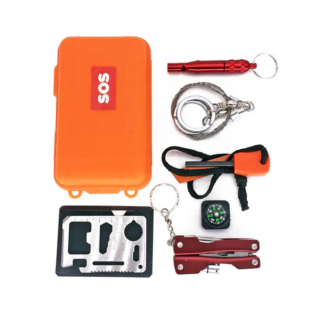 DRAGOWA Tactical set Supraviețuire în aer liber 7în1, Oak, portocaliu