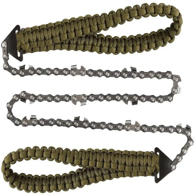 DRAGOWA Tactical Wander ferăstrău cu lanț de buzunar cu mâner din paracord, verde