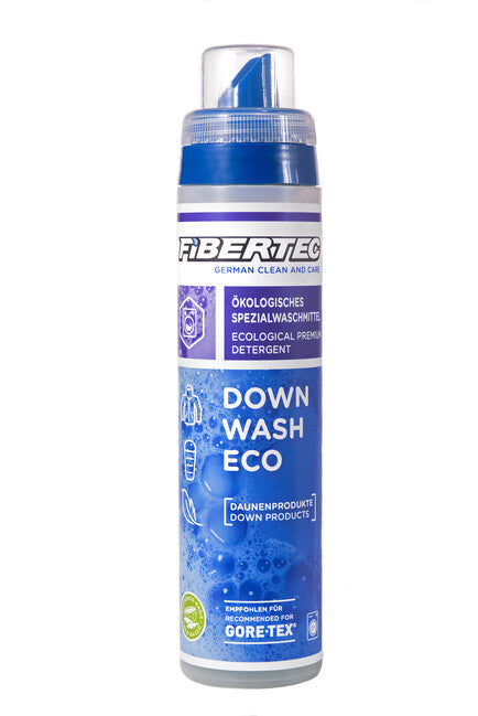 Fibertec Down Wash Eco detergent delicat pentru saci de dormit și îmbrăcăminte cu puf, 250 ml