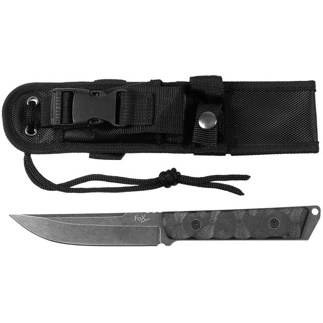 Fox Outdoor Fighter cuțit, negru, mâner G10, cu teacă