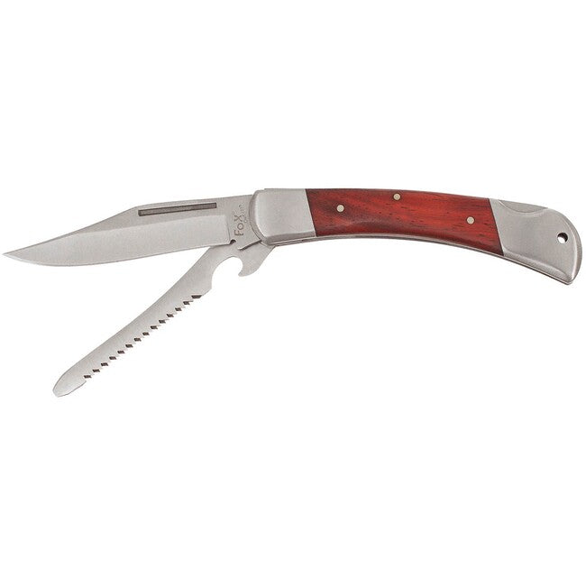 Fox Outdoor Jack Hunter cuțit, mâner din metal cu inserție din lemn