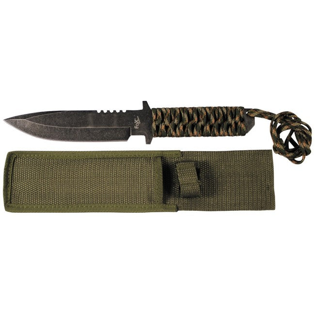 Fox Outdoor cuțit cu Paracord Stonewashed, negru