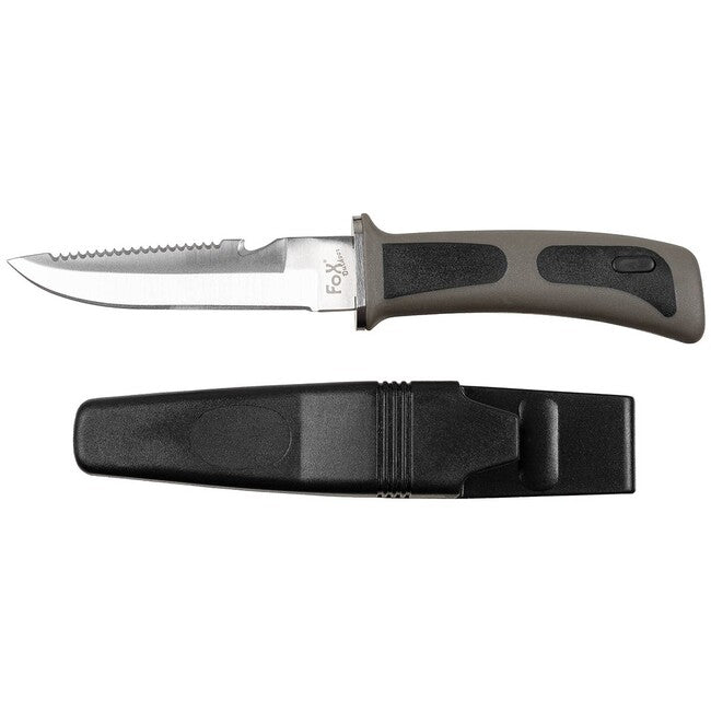 Fox Outdoor cuțit de scufundări, negru, mâner din cauciuc, cu teacă