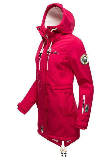 Marikoo ZIMTZICKE P geacă softshell pentru femei de iarnă cu glugă, fucsia