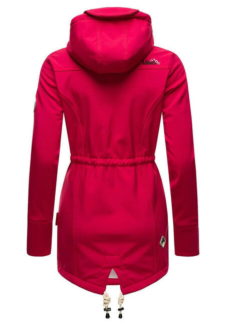 Marikoo ZIMTZICKE P geacă softshell pentru femei de iarnă cu glugă, fucsia