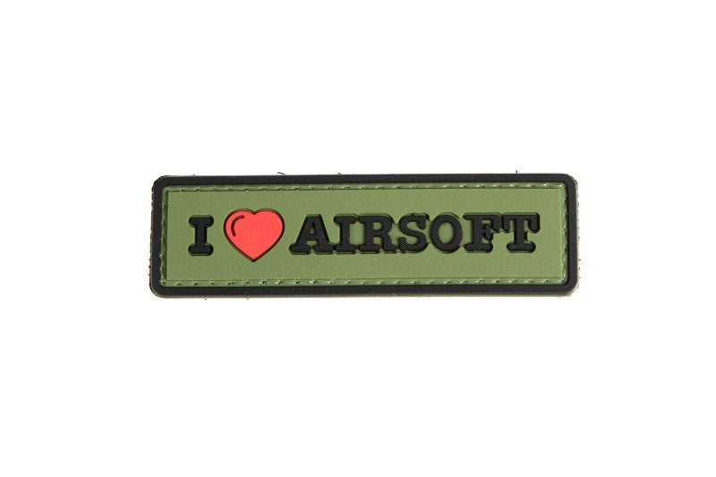 WARAGOD Emblemă tactică I Love Airsoft 8 x 2,5cm, oliv