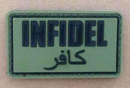 WARAGOD Infidel emblemă 5 x 3cm, oliv
