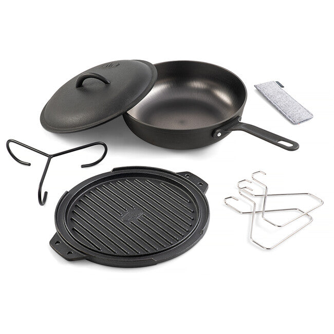 GSI Outdoors Guidecast Cookset set de vase din fontă pentru gătit la foc deschis 260 mm