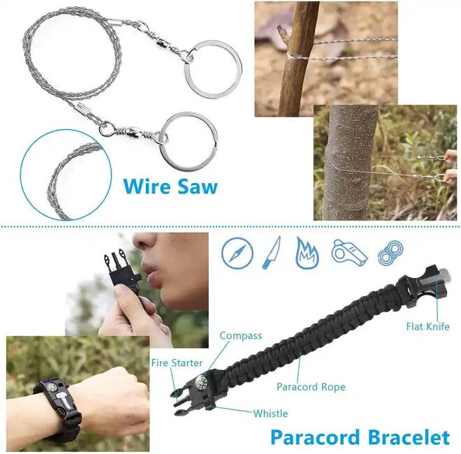 DRAGOWA Tactical set de urgență camping pentru supraviețuire, Ash, mare