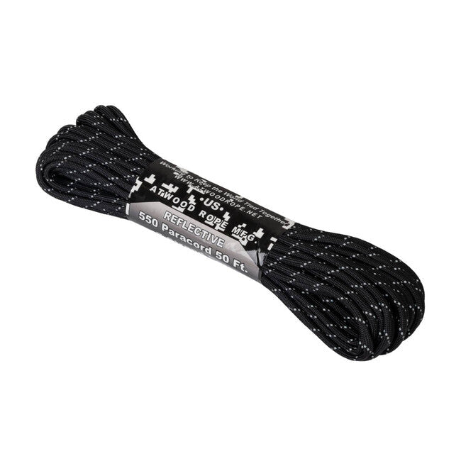 Helikon-Tex 550 Paracord reflectorizant (50 picioare), negre