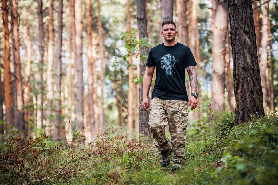 DRAGOWA tricou scurt Frank the Punisher, negru