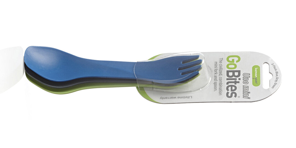 Humangear GoBites UNO tacâmuri Mini 3 buc, albastre, gri, verzi
