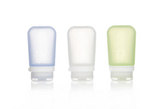 Humangear GoToob+ sticlă de călătorie din silicon, transparent/verde/albastru, set 3 buc 74 ml