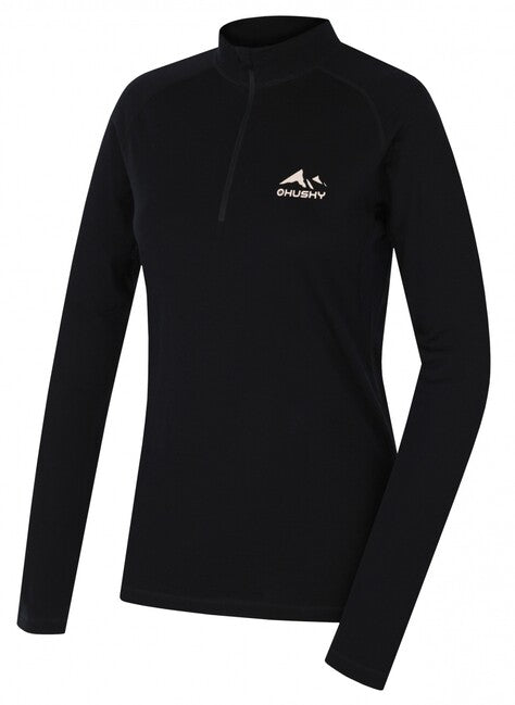 HUSKY Merow Zip tricou termic cu fermoar pentru femei, negru