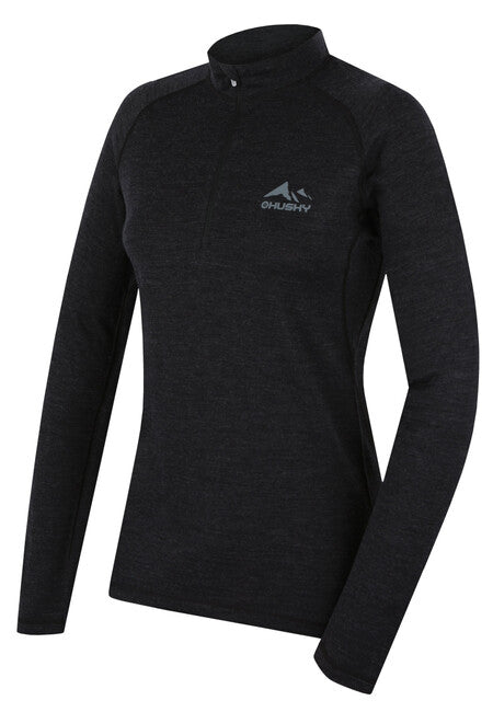 HUSKY Merino îmbrăcăminte termică tricou dl Merow fermoar, neagră, L