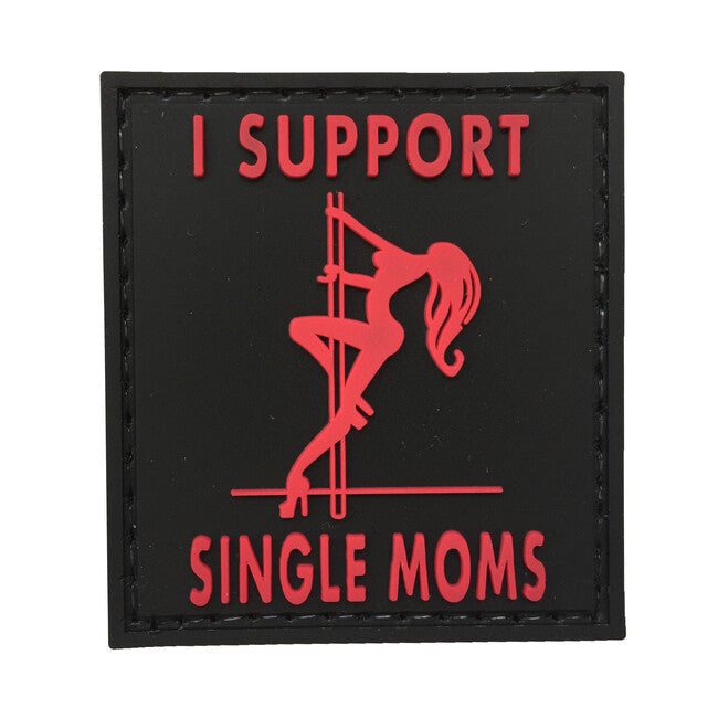 WARAGOD I Support Single Moms emblemă PVC Patch, neagră și roșu