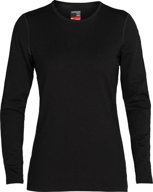 Icebreaker 260 Tech tricou termic pentru femei cu mânecă lungă, negru