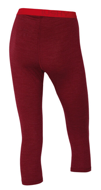 HUSKY Merino pantaloni 3/4 îmbrăcăminte termică pentru femei, cărămiziu închis