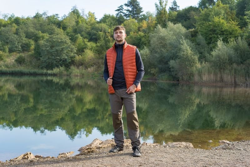 HUSKY Dresles vestă puf pentru bărbați, gri-verde deschis