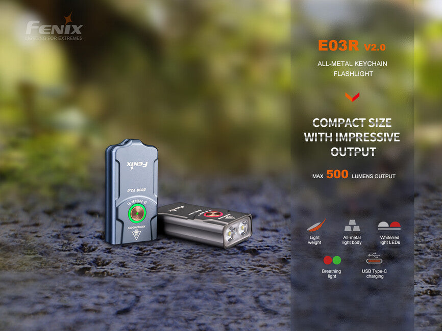 Fenix E03R V2.0 lanternă reîncărcabilă, albastră