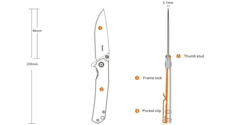 Ruike P801-SF briceag, argintiu