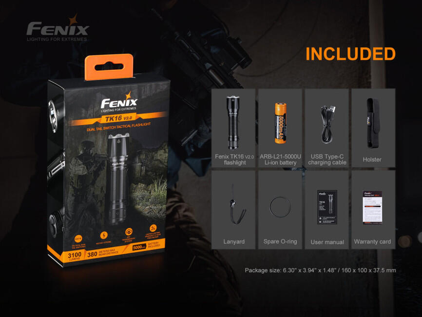 Fenix TK16 V2.0 lanternă, neagră