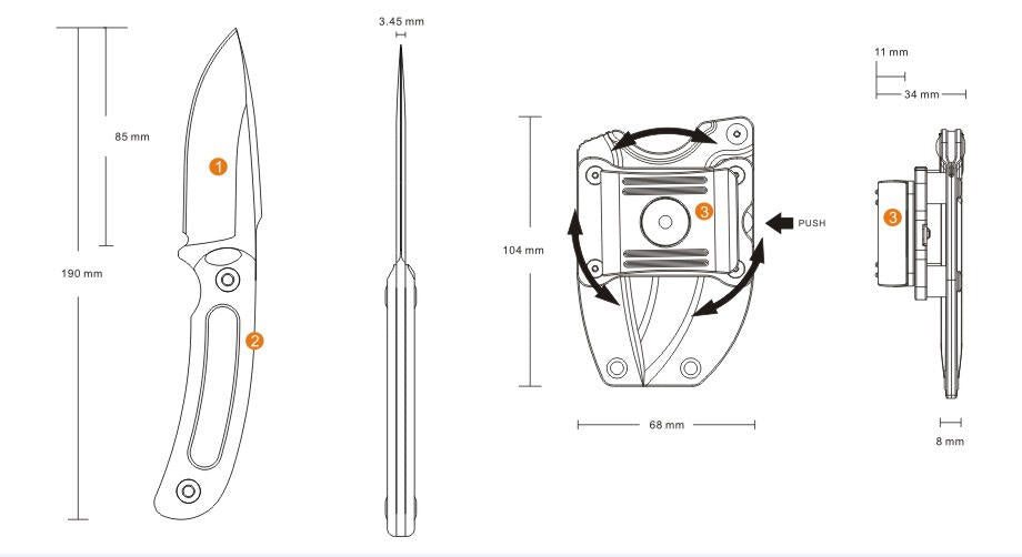 Ruike Hornet F815 cuțit, portocaliu