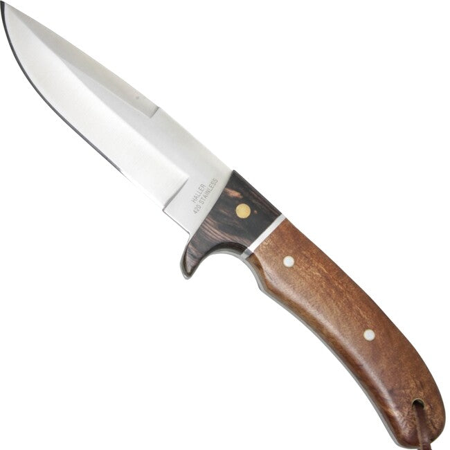 Haller Jagd cuțit cu lamă fixă 110 mm, Wurzelholz, Lederscheide